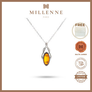 MILLENNE Multifaceted Baltic Amber Delicate Bead Silver Pendant with 925 Sterling Silver (MLP-01)