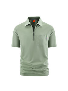 Áo Thun Nam Mùa Hè Cổ Polo Tay Ngắn Màu Trơn Công Sở Thường Ngày Nửa Khóa Kéo Thoáng Khí Nhanh Khô Thường Ngày Trẻ Trung