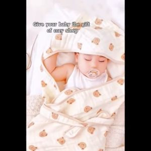 DAPANDA Newborn Cotton Swaddle Wrap With Hood & Belt Baby Print Wrapping Blanket