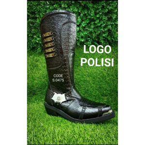 Sepatu Tunggang Polantas Dishub LLAJ ORIGINAL Kulit Motip Buaya