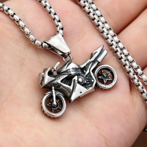 Vintage Unique Motorcycle Pendant Necklace for Men Boys Punk Hip Hop Cool Stainless Steel Knight Jewelry Gifts Dropshipping