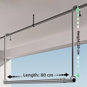 Stainless Steel Adjustable Height Balcony Clothes Drying Rack Non-Pierced Quilt Drying Tool Portable Clothesline Storage Organizer