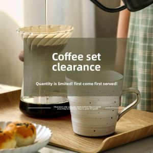 JOTO | Ceramic Coffee Mug with Vintage Design Double-Walled Glass