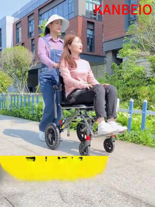 KANBEIO Upgrade ultra large wheelchair | ultra wide wheelchair | aluminum alloy wheelchair | with travel rod | suitable for heavy wheelchairs