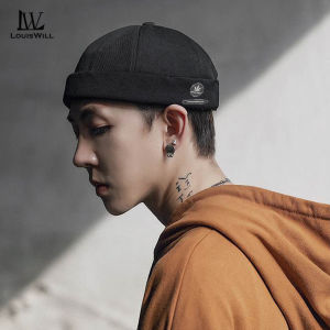 LouisWill Cap For Men Dome Melon Beanie Hats Adjustable Docker Cap Fashion Mens Landlord Hat Hip Hop Brimless Hat Spring And Summer Street Trend Melon Hat Embroidery Retro Cap