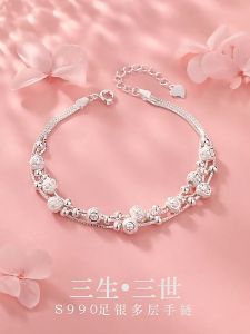 Lắc tay nữ bạc S925 mẫu 3 vòng phối bi trơn LT178 - Phụ kiện thời trang việt