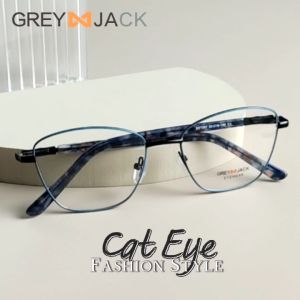Grey Jack Frame Kacamata Bahan Metal Cat Eye Fashion Wanita Stylish Trendy Bisa Minus Antiradiasi 207