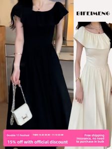 BIFEIMENG | Black Short Sleeve Petite Style Hepburn Dress