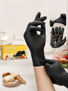Disposable Food Grade Chef Gloves Black Heavy Duty