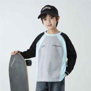 Haimama Home Childrens Long Sleeve T-Shirt Pure Cotton Casual Base Shirt Boys Fashionable Top for School Travel Home Daily Outdoor