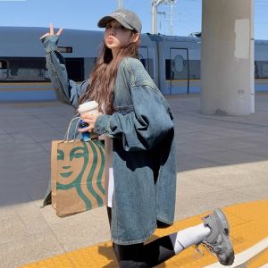 Oversize Denim Jacket Womens 2025 Autumn Winter New Large Size Design Sense Retro Lazy Style Mid-Length Coat