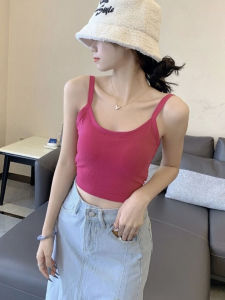 Áo Ba Lỗ Hở Lưng Ngắn Gợi Cảm Cho Nữ Mùa Hè Áo Ba Lỗ Đeo Vai Dây Đệm Ngực Ngọt Ngào Và Cay Nồng Màu Cam Quýt