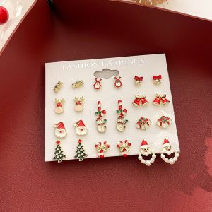 Christmas Theme Fashionable Ear Cuff Set Cartoon Reindeer Bell Design Unique Style Festive Jewelry Accessory for Women