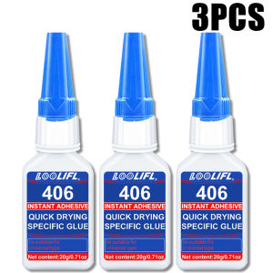Loolifl 406 Instant Adhesive 20g Quick Drying Strong Bond Cyanoacrylate Glue Multi-Purpose for Plastic Rubber Metal Wood Repair