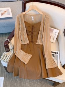 Bộ Đồ Thu Cao Cấp Cho Phụ Nữ Size Lớn Áo Cardigan và Đầm