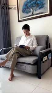Giường sofa gấp gọn có ngăn để đồ. Ghế sofa giường đa năng tặng kèm 2 gối