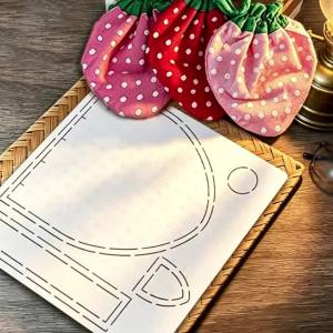 YOMDID 1pc Strawberry Shopping Bag Sewing Template DIY Drawstring Bag & Tote Bag Quilting Template Reusable PET Quilting Tool