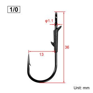 Spinpoler High Carbon Finesse Flipping Fishing Hook With Plastic Spike Soft Bait Holder #1 1/0 2/0 Bass Sea Freshwater Saltwater