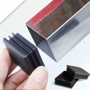 Black Plastic Blanking End Caps Rectangular Pipe Tube Cap Insert Plugs Bung For Furniture Tables Chairs Protector