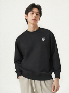 gxg.jeans | Áo Hoodie Thun Cotton Đen In Thêu Form Rộng