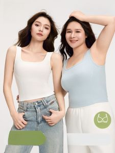 MiiOW | เสื้อกั๊กผ้าไหม Lenzing ทรงหลวม สำหรับผู้หญิงไซส์ใหญ่ สายเดี่ยว ดีไซน์หลังสวย เสื้อชั้นในแบบมีแผ่นเสริมหน้าอก ใส่ได้ทั้งฤดูร้อนและฤดูใบไม้ร่วง