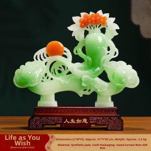 JUSHANYUAN | Lucky Wealth Attracting Jade Figurine for Living Room Decoration