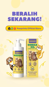 Vitamin Anjing Kucing PAWPRINTS Omega Oil 100ml / OMEGA OIL 100ml optimal hair & skin cat kucing PAWPRINTS