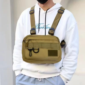 กระเป๋าเป้สะพายหลังแบบยุทธวิธีสำหรับกระเป๋าคาดหน้าอกเสื้อกั๊กด้านหน้าสำหรับปั่นจักรยานกลางแจ้งล่าสัตว์ปีนเขากระเป๋าคาดเอวเหยื่อล่อปลา