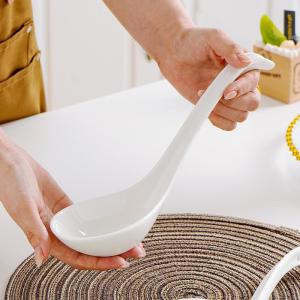 Besee | Bone China Ceramic Swan Design Long-Handled Soup Spoon Large