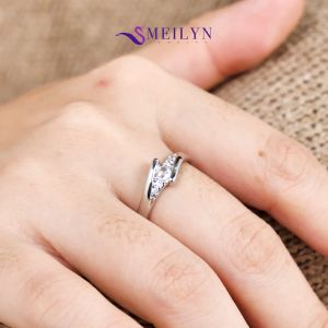 MEILYN Cincin Kawin Wanita Motif Gemma Bulat Perhiasan Lapis Emas 18K 0222210602