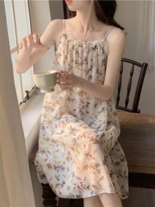 Sweet Vale สไตล์เกาหลี Sleep ชุดผู้หญิงฤดูร้อนผ้าไหมน้ําแข็งลูกไม้สไตล์เจ้าหญิง Nightgown Oversize บาง Homewear ชุดนอนน่ารัก