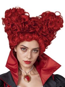 Red Queen High Quality Synthetic Short Roll Wig Raised Two Small Bun for Women Christmas Halloween Cosplay Party