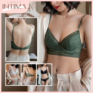 INTIMA U berbentuk Bra rendah yang indah untuk wanita renda seksi perancis Underwire menolak seluar dalam nipis semua perlawanan Brassiere Lingerie
