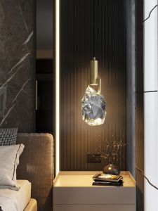 Luxury Crystal Pendant Lamp Modern Single Head Long Line Bedroom Study North European Minimalist Hall Light Fixture Home Decor