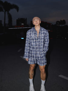 Papas lil monster | Bộ Áo Dài Tay Caro Đính Sequin và Quần Short