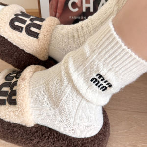 Warm Thickened Woolen Mid-calf Winter Socks Womens Fashionable Cozy Long Tube Pile-lined Autumn Winter New Arrival Miu Style