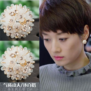 Trendy 925 Sterling Silver Earrings Womens Fashionable Simple Personality Versatile Ear Jewelry Floral Pattern Alloy Gold Plated