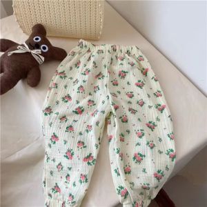 Childrens A-Class Summer Casual Lantern Pants Boys Girls Cartoon Mosquito-Resistant Mid-Waist Cotton Trousers Trendy