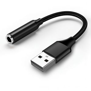 USB to 3.5mm Audio AUX Cable Adapter External Sound Card for Laptop Plug and Play Compatible with Windows Mac Linux PC