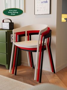 NANGUAHEZI | Thick Plastic Dining Chair Stackable Armrest Backrest Support