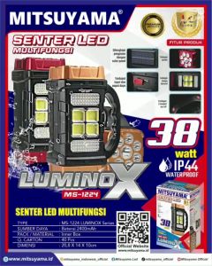 SENTER 8 LED SUPER TERANG Senter LED Multifungsi Luminox Ms-1224 JARAK JAUH FREE USB + COB - SENTER 2 WARNA KUNING PUTIH