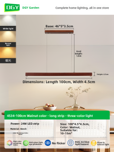 DGY | Walnut Wooden Chinese Zen LED Long Strip Dining Pendant Light