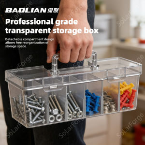 BAOLIAN Transparent Plastic Toolbox with Detachable Divider/independent Small Box Screws/small Parts Storage Box Toolbox