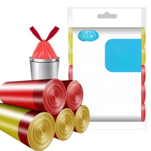 Thickened Large Size Drawstring Kitchen Trash Bags Plastic Handheld Automatic Seal Home Use Garbage Bags Junk Removal