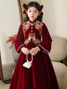 ชุดราตรีเด็กผู้หญิงสไตล์จีน ชุดเจ้าหญิง ชุดการแสดง ชุดฮันฟู ชุดเด็กผู้หญิง ชุดฤดูหนาว ชุดยาว ชุดแฟชั่น ชุดเด็กผู้หญิง