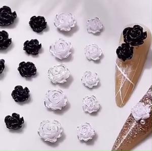 TH 💖พร้อมส่ง💖50 ชิ้น ดอกกุหลาบ ดอกไม้ติดเล็บ อะไหล่ตกแต่งเล็บ