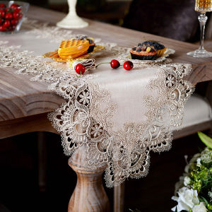 Khăn Trải Bàn Dài Chống Thấm Nước Chống Dầu Phong Cách Châu Âu Bàn Trà Cờ Ren Khăn Trang Trí Cho Bàn Ăn Tủ Tv