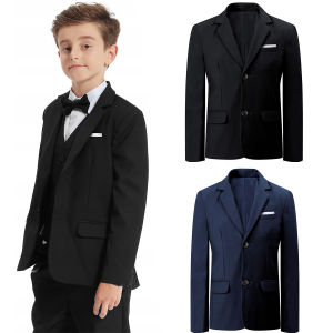 Blazer for Kids boy Formal Wedding Ring Bearer Coat 6-16 Years Old Birthday Tuxedo Black Jacket Teens Americana Attire