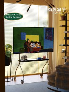 Mobile Minimalist Wooden TV Stand