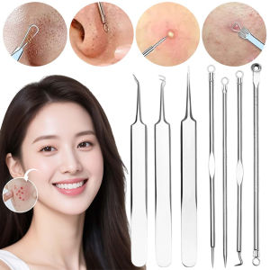 7Pcs/set Black Head Needle Set Stainless Steel Acne & Comedone Extractor Tools Manual Blackhead Remover Acne Clip Pimple Skincare Kit